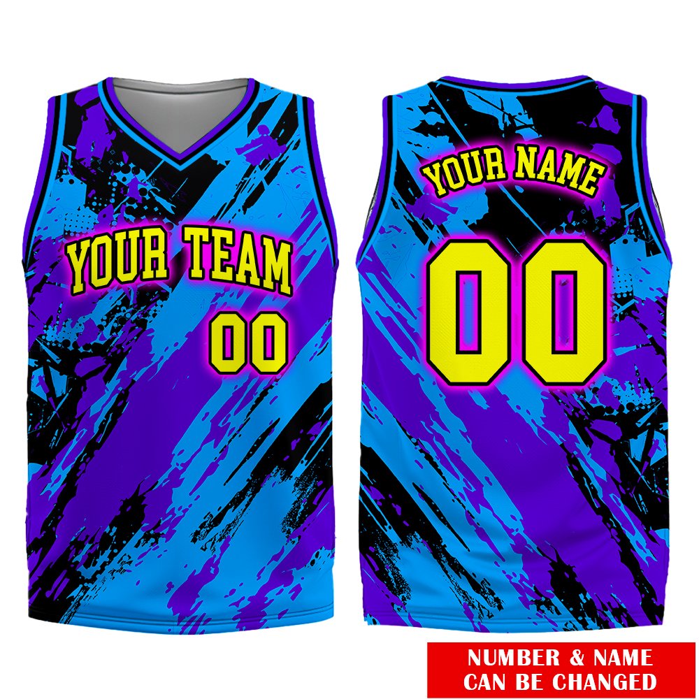 Multicolor abstract basketball jersey close up