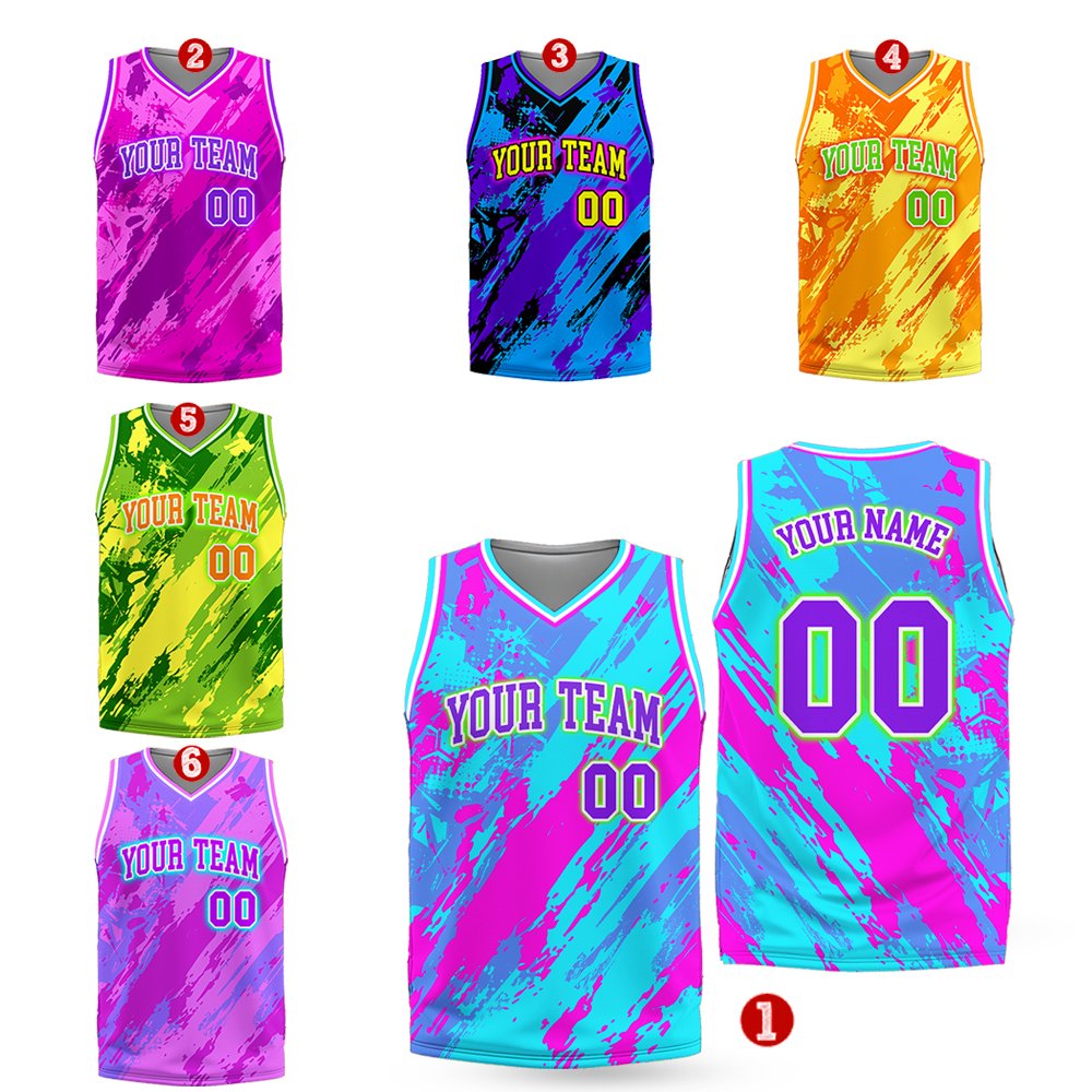 Multicolor abstract basketball jersey main view
