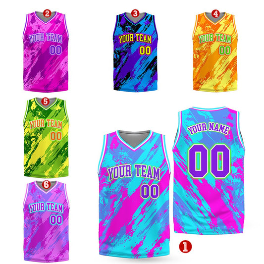 Multicolor abstract basketball jersey main view