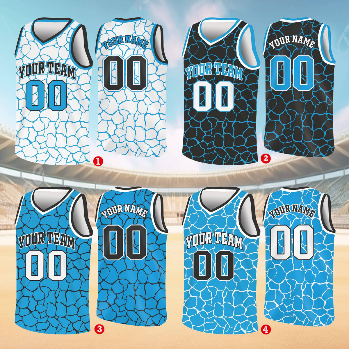 Close-up of custom white animal print basketball jersey design