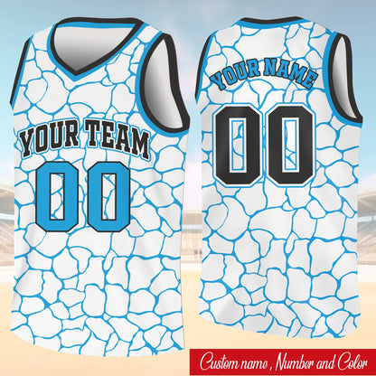 Another front view of personalized animal print basketball jersey