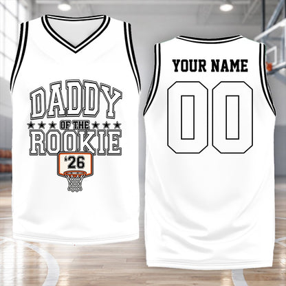 Main view of the personalized basketball family basketball jersey in white