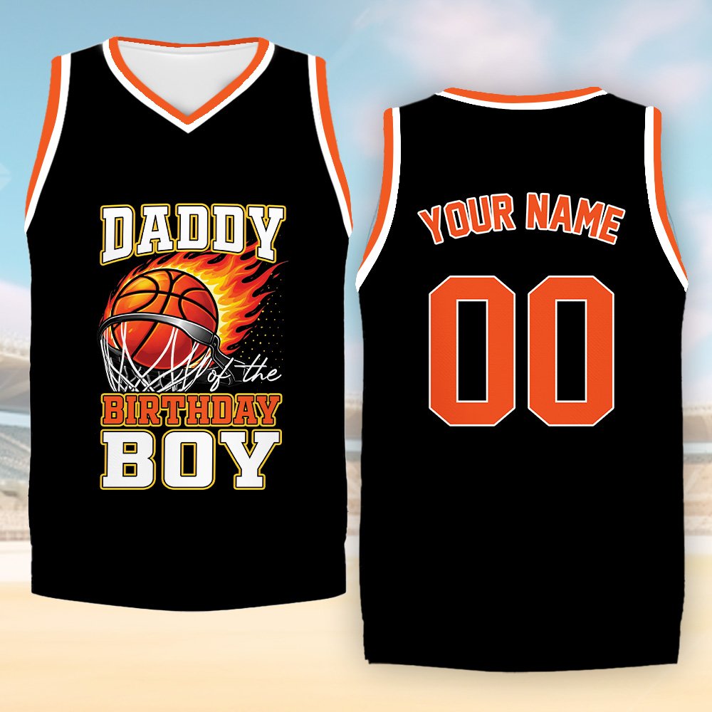 Family matching birthday basketball jersey front view