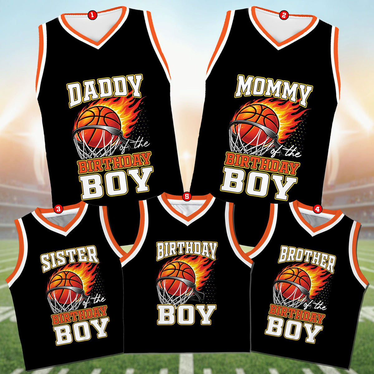 Another front view of the personalized birthday basketball jersey