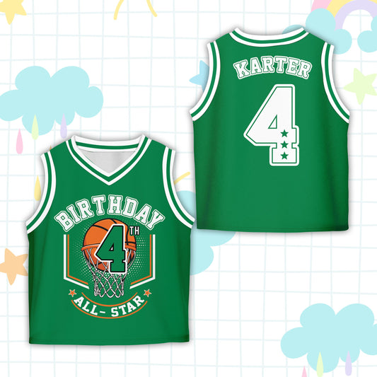 Green birthday basketball jersey custom name front view