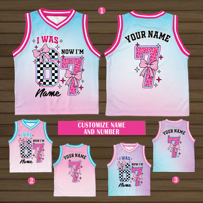 Additional front angle of the 7th birthday custom basketball jersey