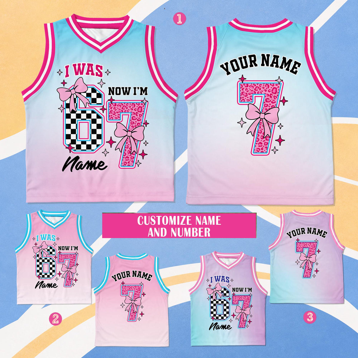 Front flat lay of the personalized birthday basketball jersey