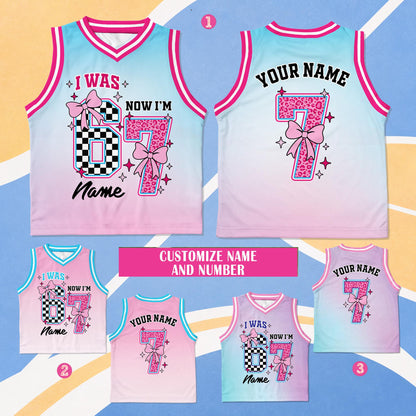 Front flat lay of the personalized birthday basketball jersey