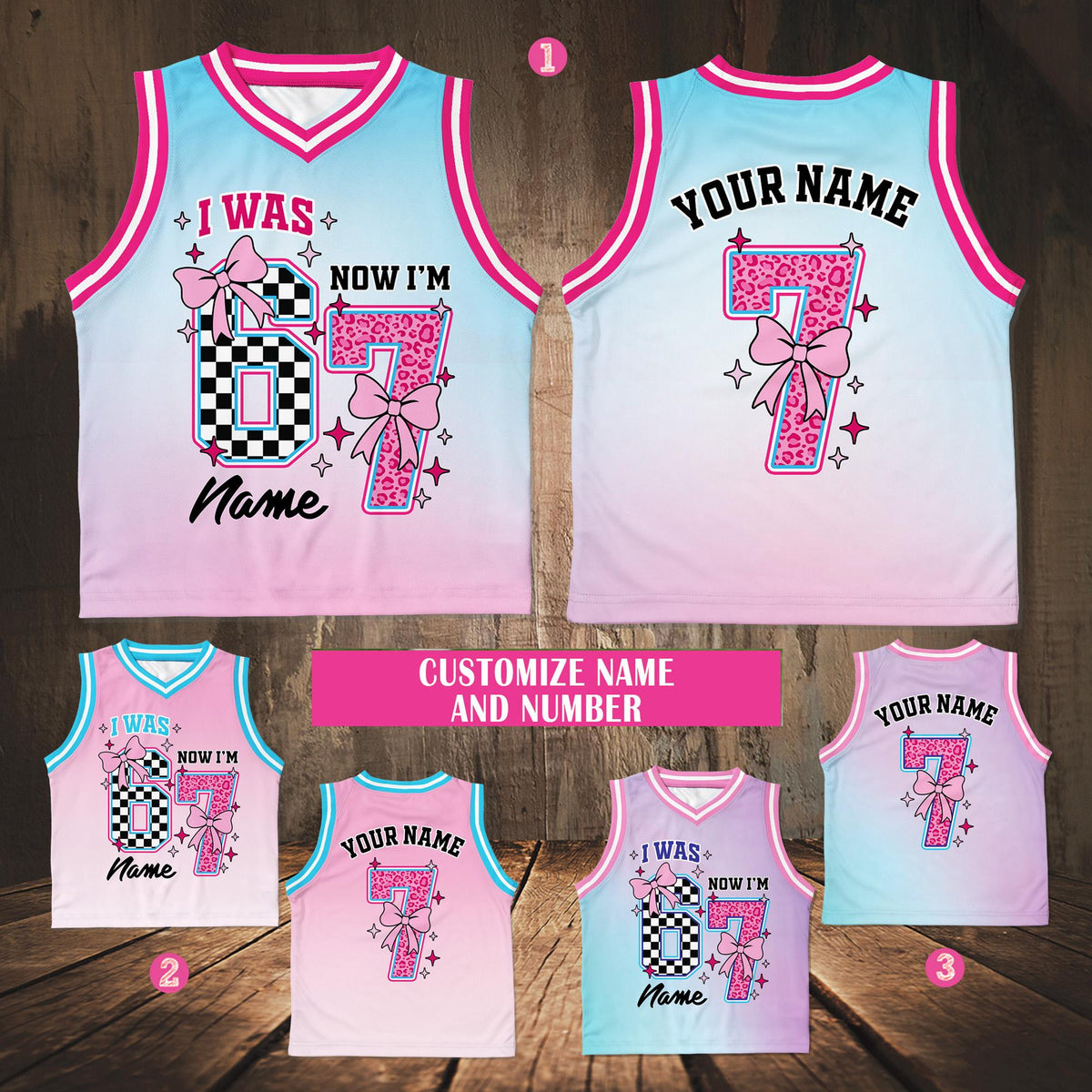 Alternative front view of the custom birthday basketball jersey
