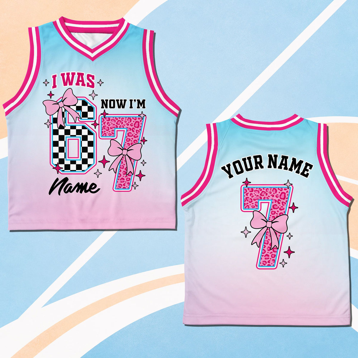 Close-up front view showing custom name placement on the birthday jersey