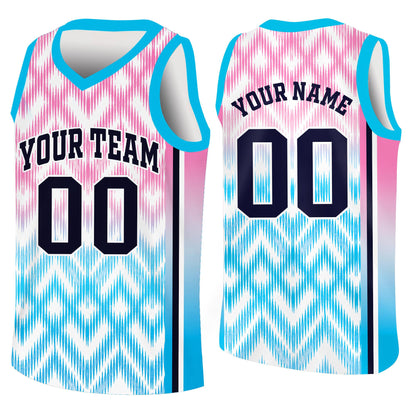 Personalized chevron gradient basketball jersey with custom name and number, main view