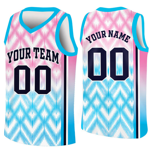 Personalized chevron gradient basketball jersey with custom name and number, main view
