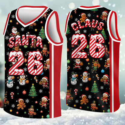 Personalized navy christmas jersey basketball, front view