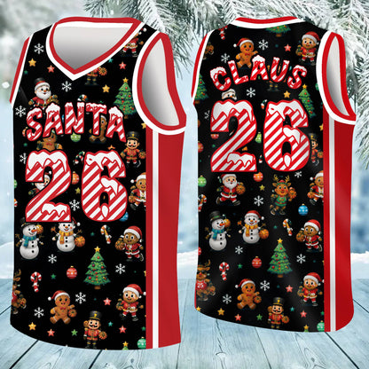 Personalized black christmas jersey basketball, alternate front view