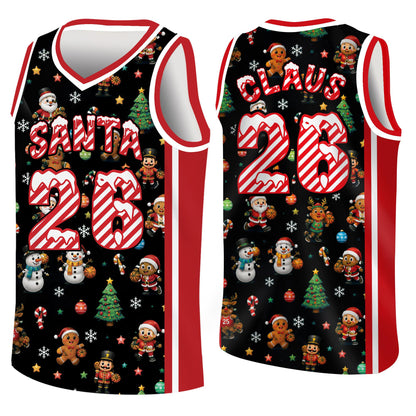 Personalized multicolor christmas jersey basketball, front view