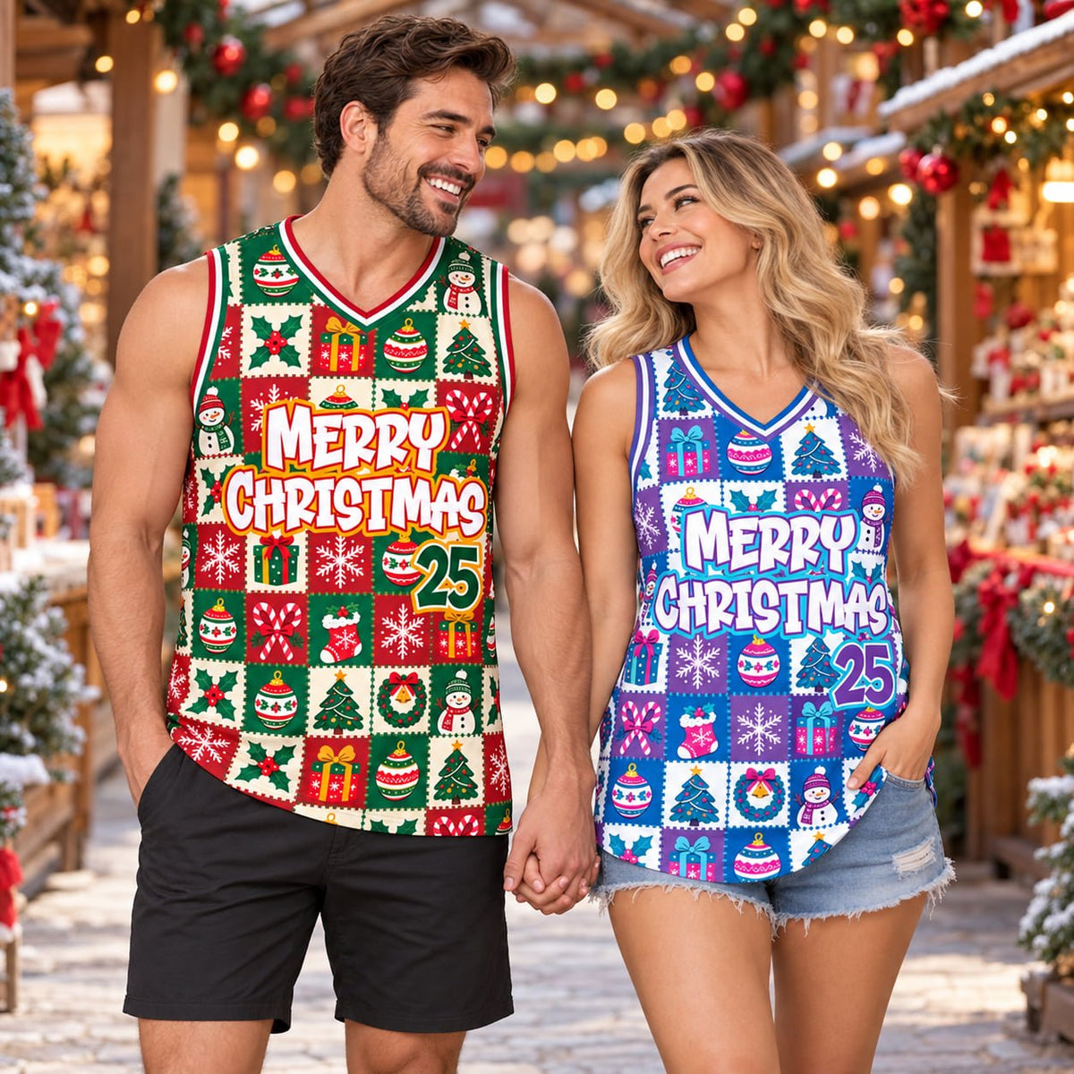 Front profile of the custom christmas basketball jersey