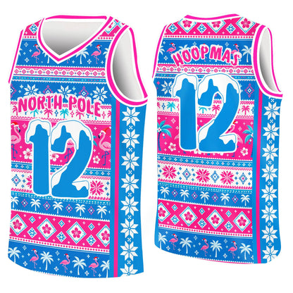 Close up of the front design on the ugly basketball jersey