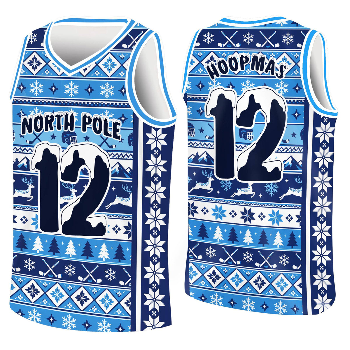 Front profile of the personalized christmas basketball jersey