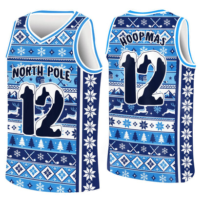 Front profile of the personalized christmas basketball jersey