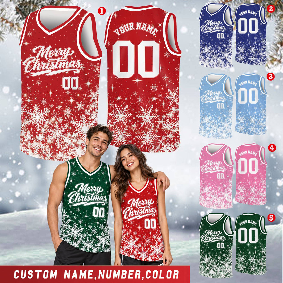 Close-up view of personalized basketball jersey holiday pattern