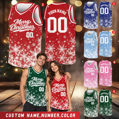 Detailed view of personalized Christmas basketball jersey fabric