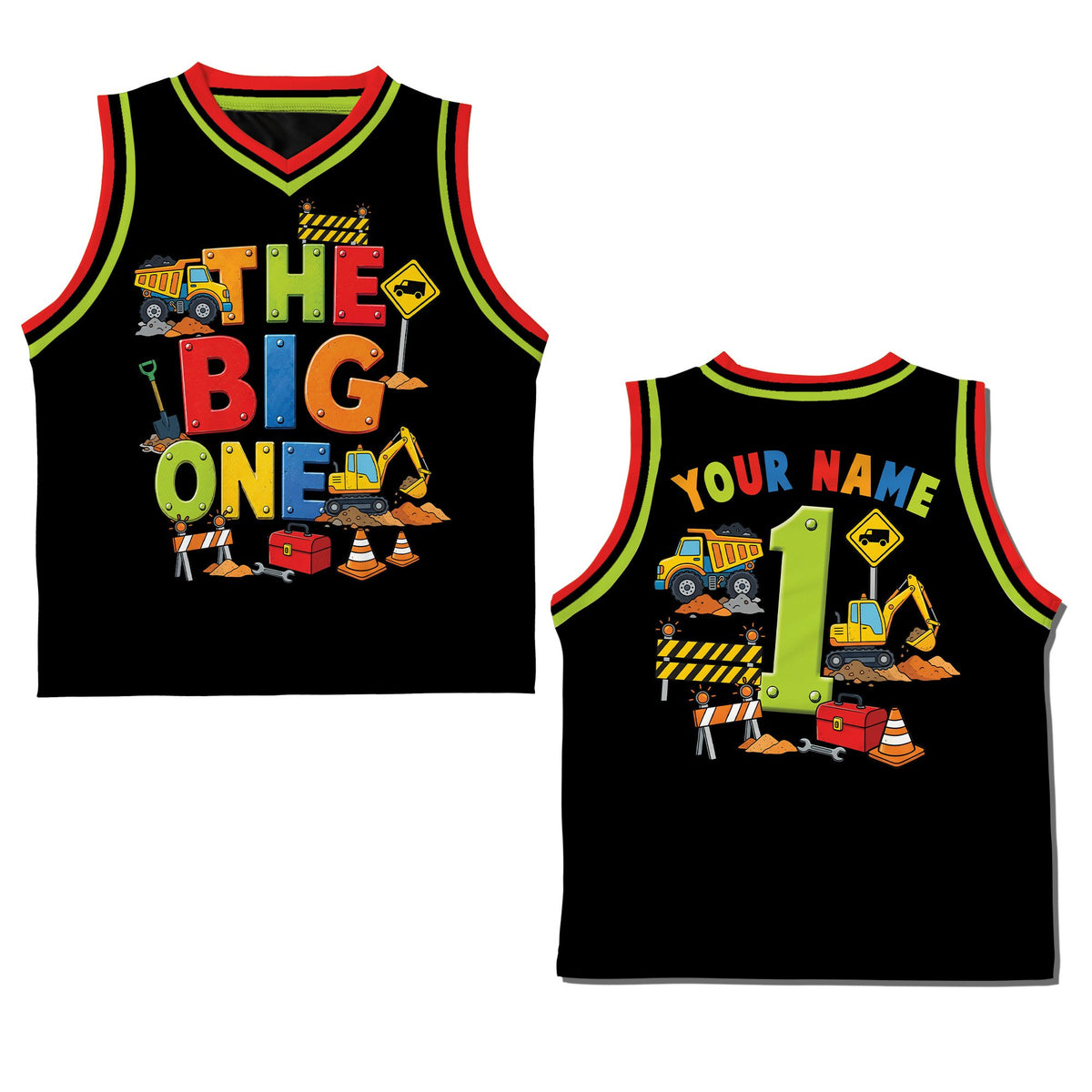 Another detailed front view of the black personalized basketball jersey
