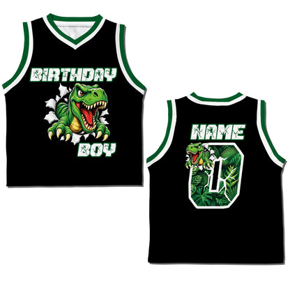 Close-up of the custom name and number with tropical leaf pattern