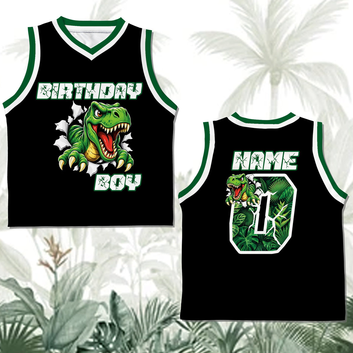 Fabric and stitching detail on the black dinosaur basketball jersey