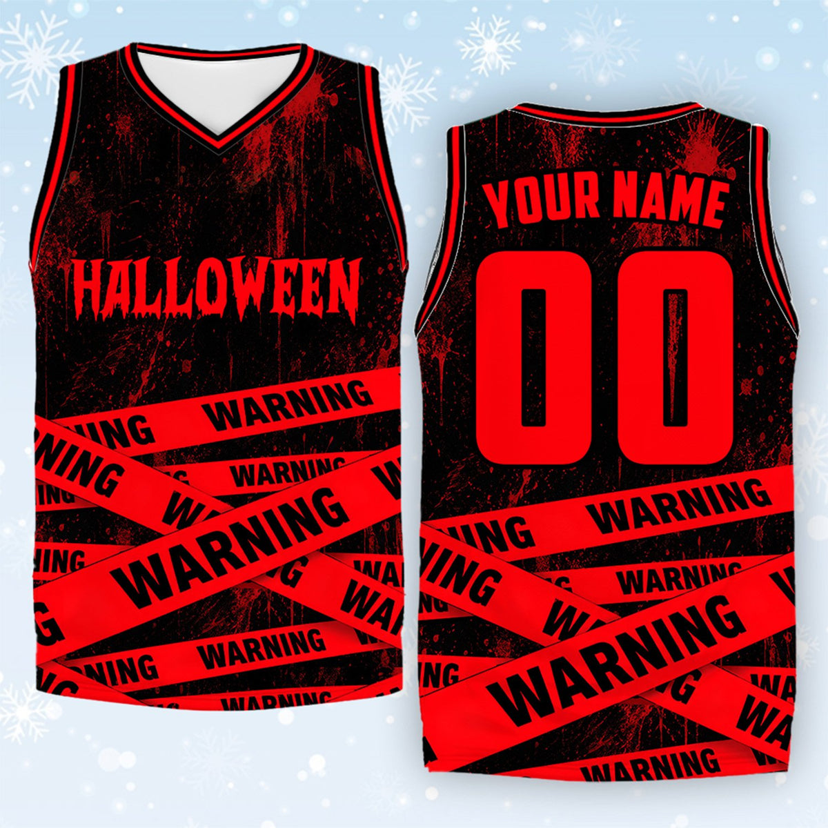 Detailed front view of Halloween basketball jersey