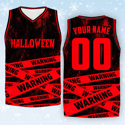 Detailed front view of Halloween basketball jersey