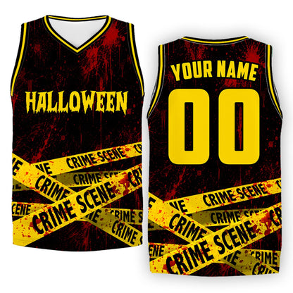 Close up front view of custom name basketball jersey