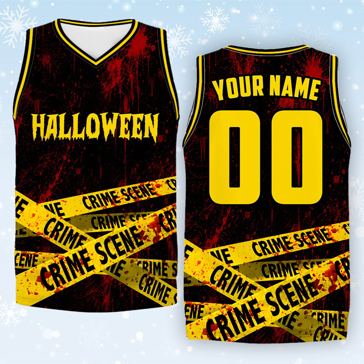 Another front view of Halloween themed basketball jersey