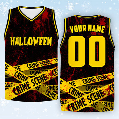 Another front view of Halloween themed basketball jersey