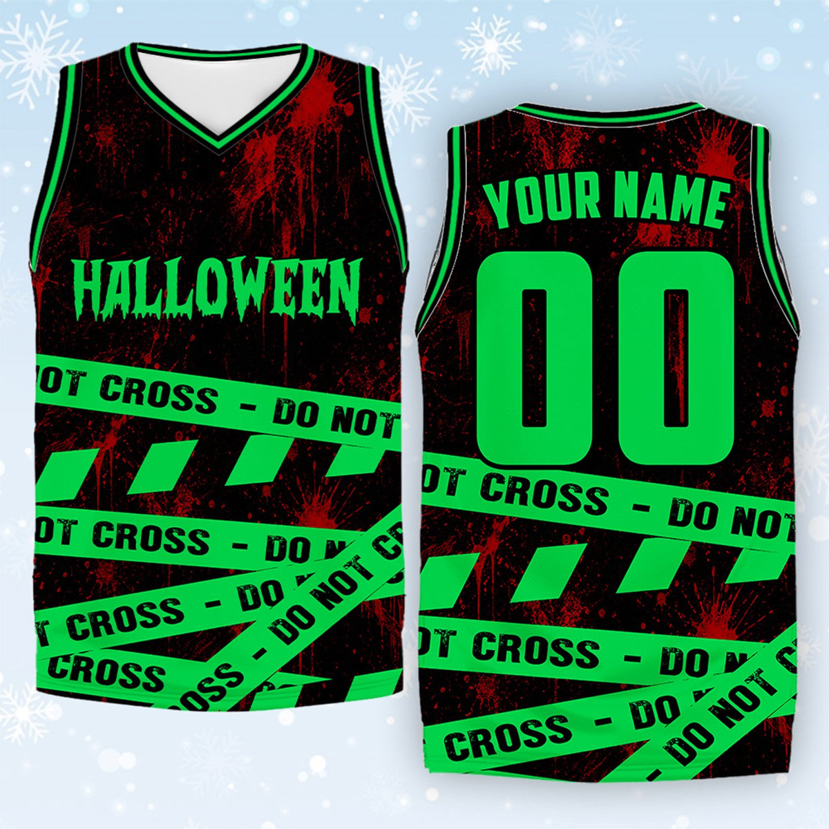 Front detail view of personalized basketball jersey