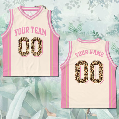 Front view detail of the personalized leopard print jersey