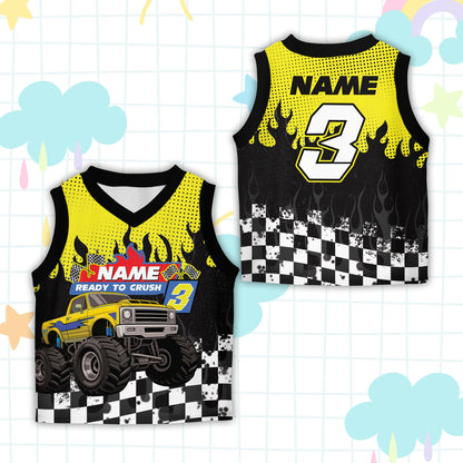 Front view of the custom name and number basketball jersey variation five