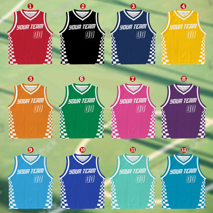Detailed view of multicolor racing basketball jersey