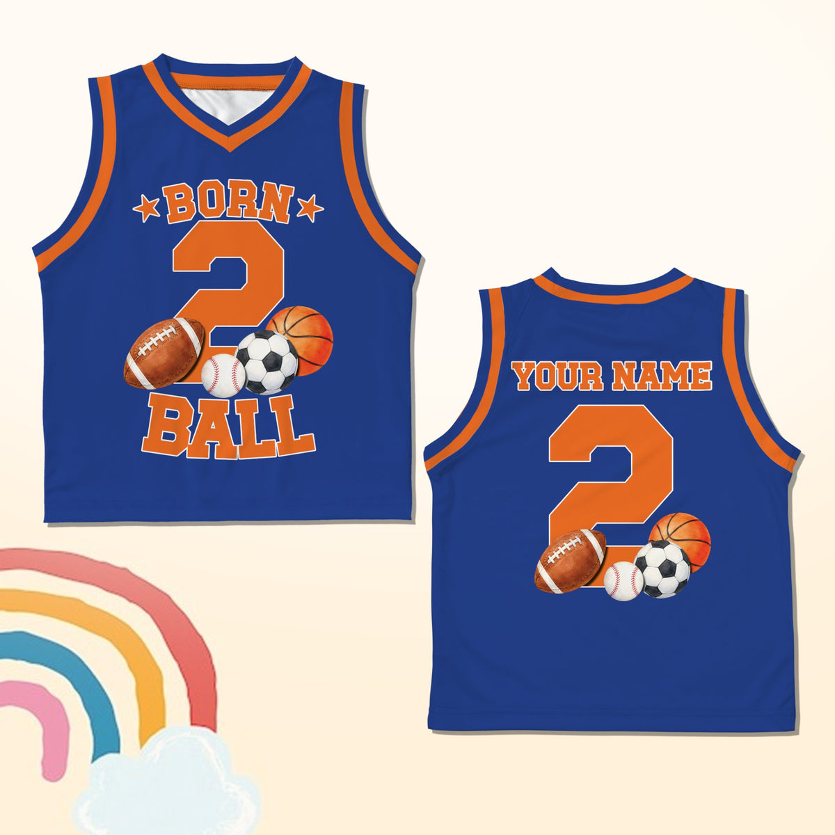 Alternative blue custom basketball jersey, front view