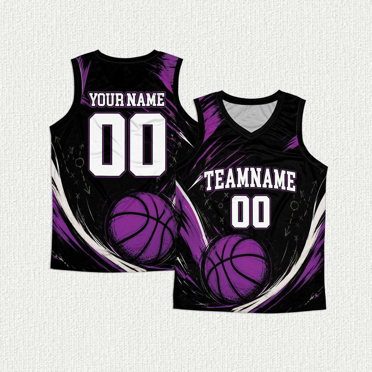 Another front angle of the custom name and number basketball jersey