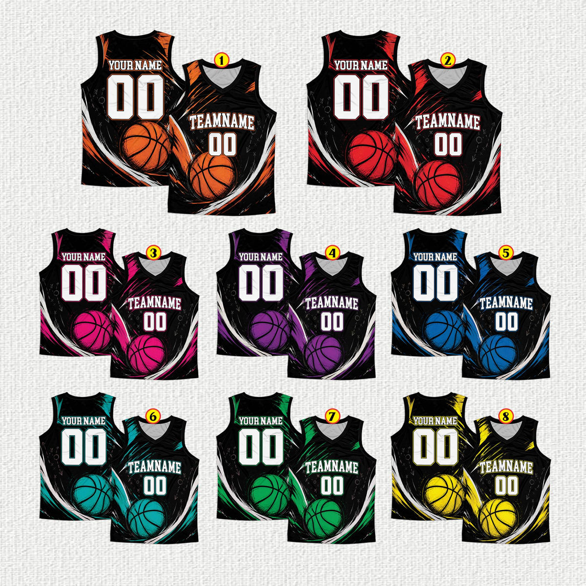 Detailed view of the vibrant sports basketball jersey material and custom printing