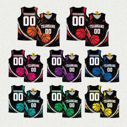 Detailed view of the vibrant sports basketball jersey material and custom printing