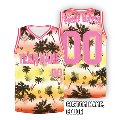 Tropical basketball jersey fabric detail