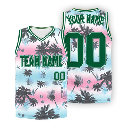 Floral basketball jersey neckline and sleeve detail