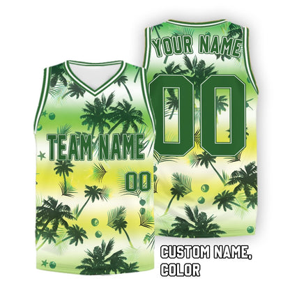 Personalized basketball jersey tropical floral back view