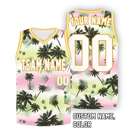 Personalized tropical floral basketball jersey front view