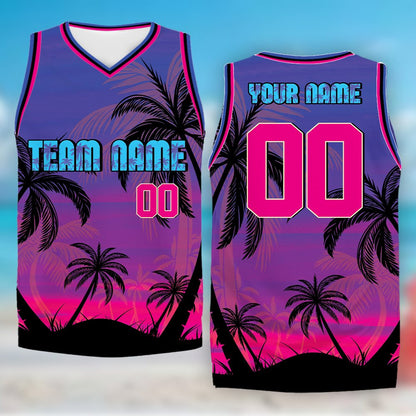 Adult personalized basketball jersey front, tropical theme