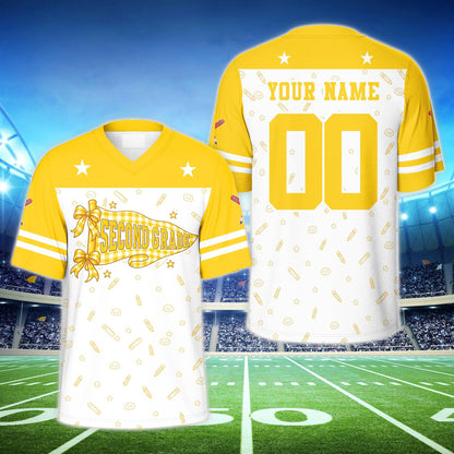 Back view of the yellow personalized football jersey with custom name and number