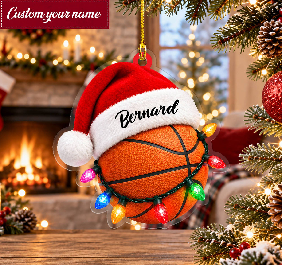 Lifestyle view of an orange christmas football jersey with custom name and number