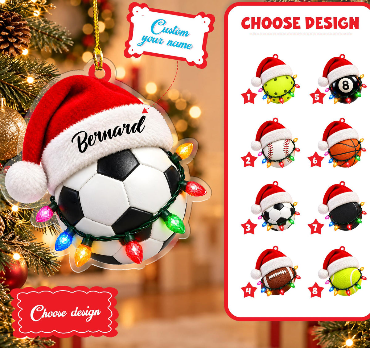 Fourth lifestyle view of the white personalized football jersey with custom holiday design