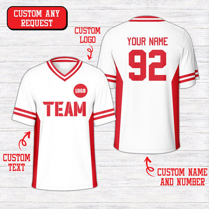 White solid football jersey featuring customizable concert theme design